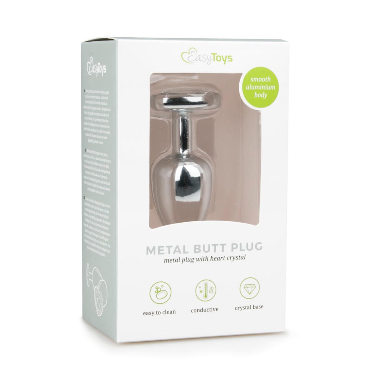 Metal Butt Plug Heart Crystal