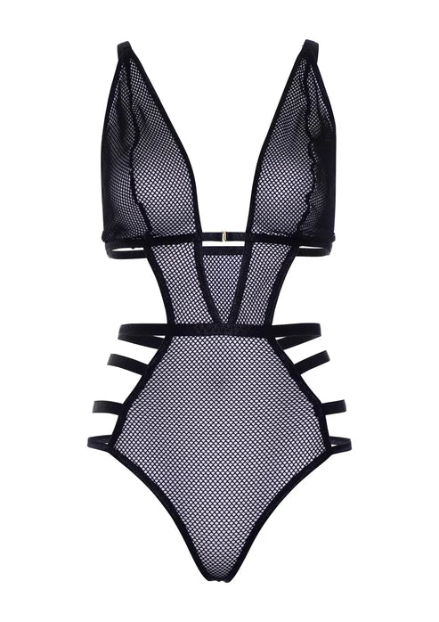 Tied Down Fishnet Teddy