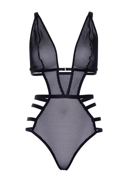 Tied Down Fishnet Teddy