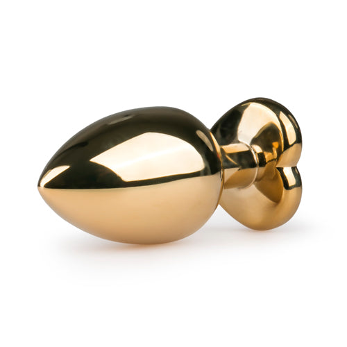 Metal Gold Butt Plug Pink Heart Crystal